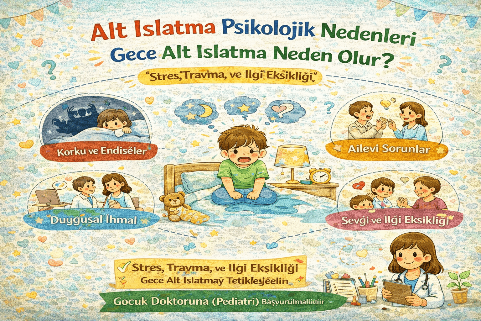 alt ıslatma psikolojik nedenleri gece neden olur