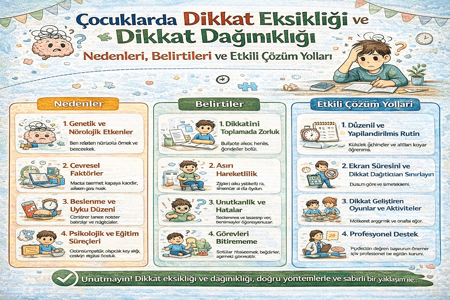 çocuklarda dikkat eksikliği ve dikkat dağınıklığı