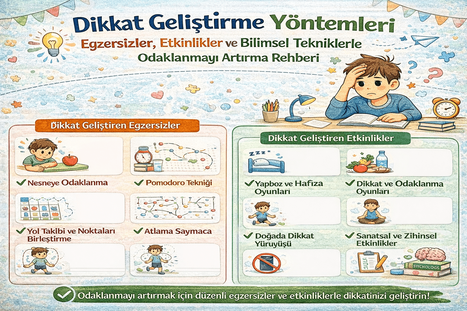 dikkat geliştirme yöntemleri odaklanma arttırma