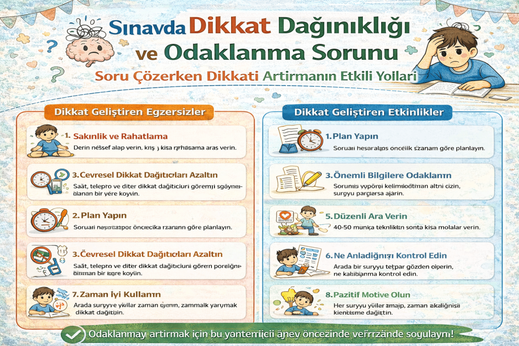 sınavda dikkat dağınıklığı odaklanma sorunu çözümü