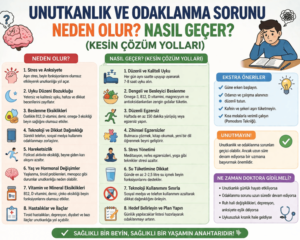 unutkanlıık ve odaklanma sorunu neden olur nasıl geçer