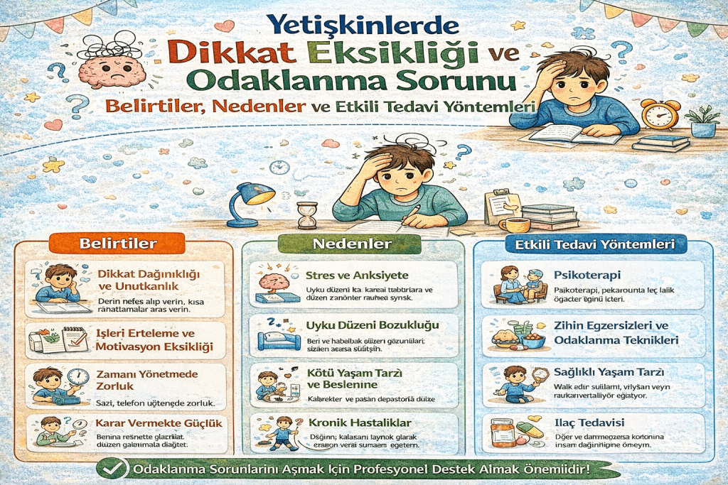 yetişkinlerde dikkat eksikliği odaklanma sorunu